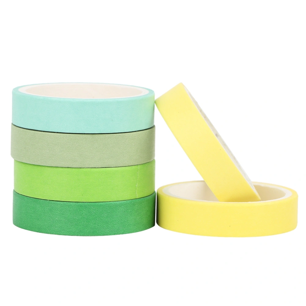 6pcs Adhesive Washi Tape Solid Color Set DIY Scrapbook Hand Account Decoration (Forest)