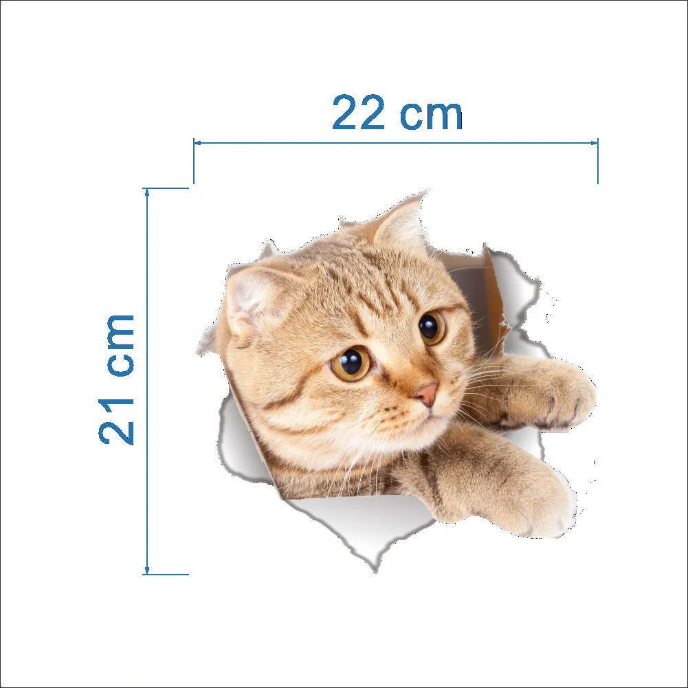 3D Animal Toilet Stickers, Funny Cute Cat Dog View Vivid Art Decor