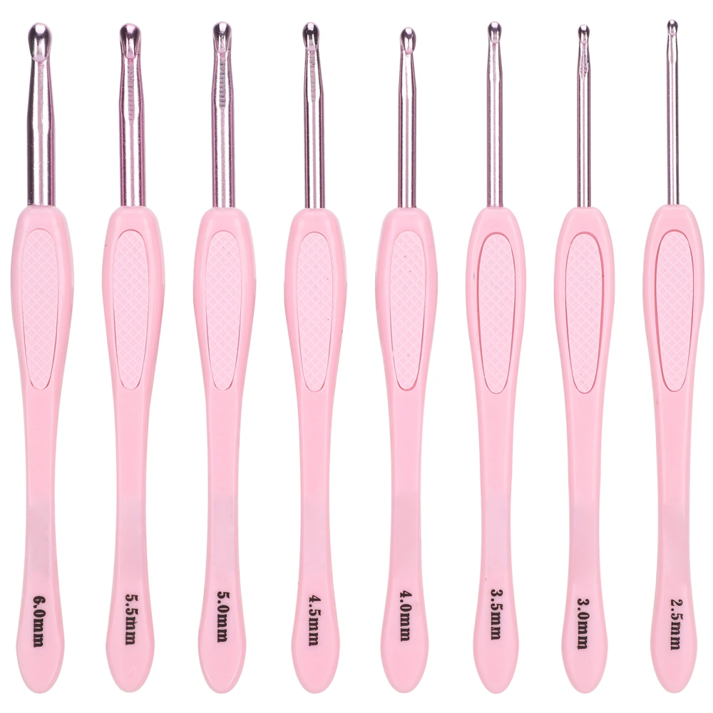 8Pcs Crochet Hook Thread Knitting Tools ABS Plastic Handle Ergonomic Sweater Needles Pink