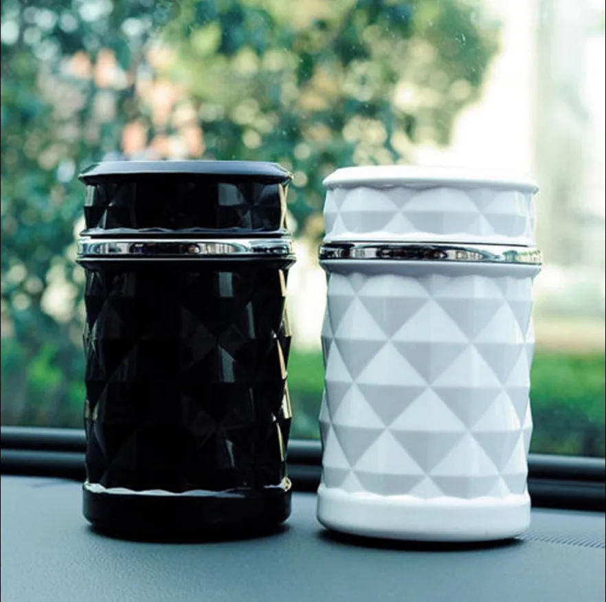 Portable Car LED Ashtray with Lid Cup Round Soot Rubbish Storage Holder