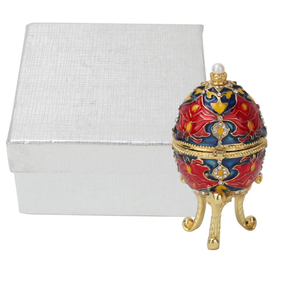 Vintage Enameled Easter Egg Diamante Jewelry Organizer Trinket Box Decoration Gift