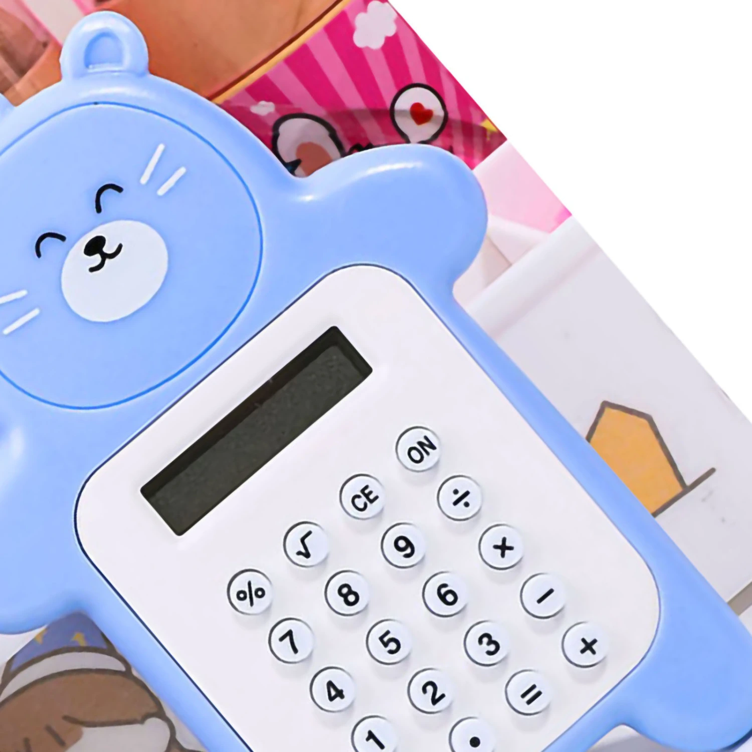 Portable Calculator Cute Bear Style 8 Digit Calculator Mini Cartoon Calculator for Girl Students Gift Blue Bear