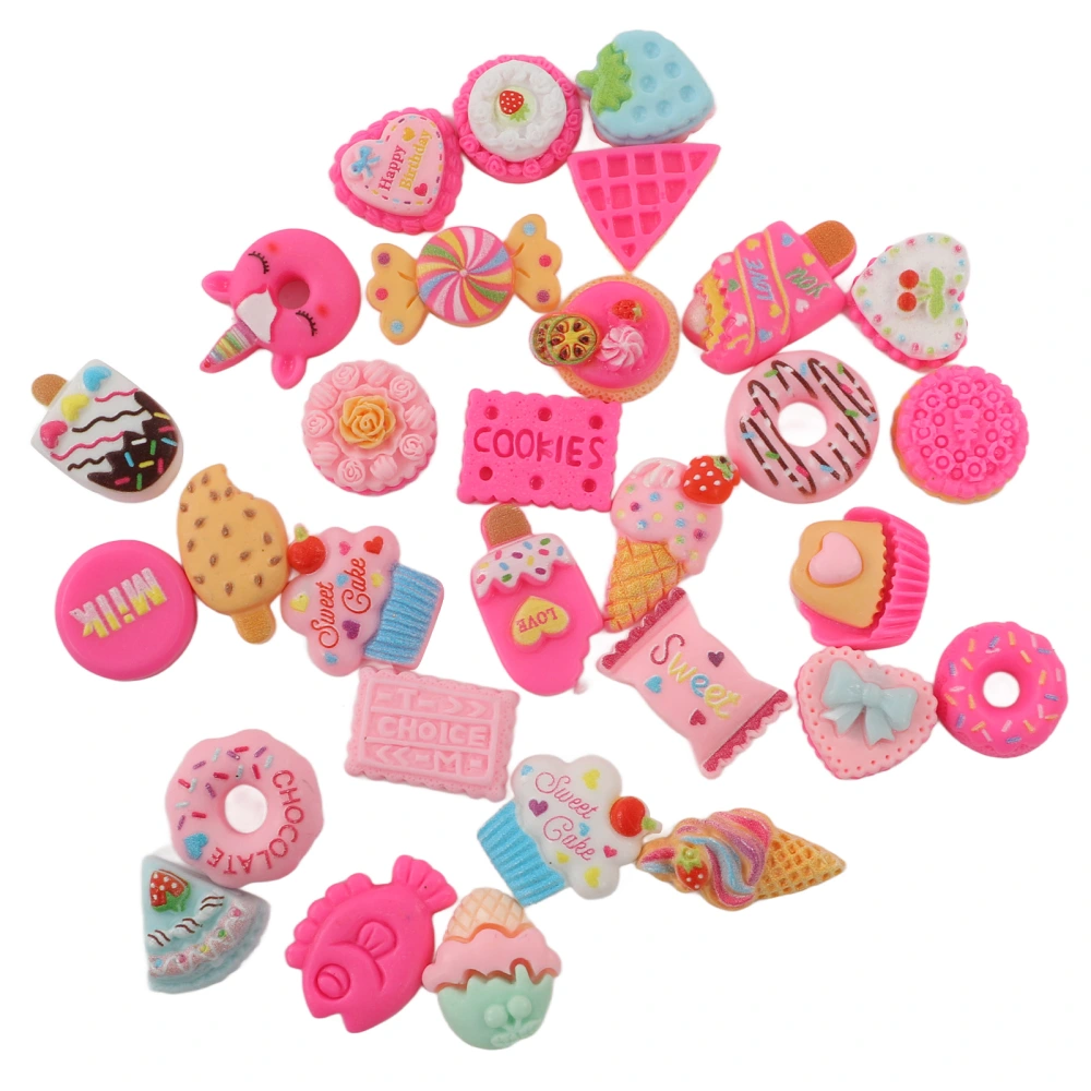 30 Pcs DIY Food Charm Dessert Cake Ice Cream Bread Donut Cookies Candy DIY Decoration Material