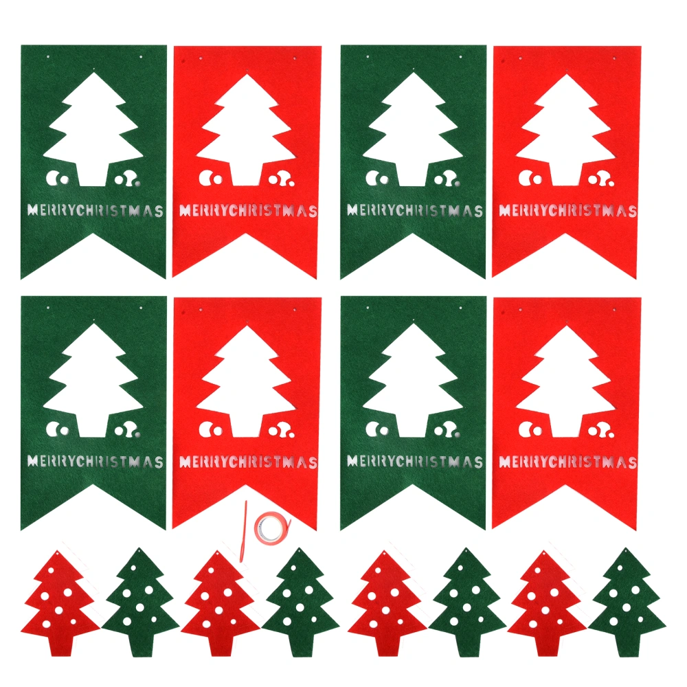 Christmas Ornaments Cute Pattern Reusable Christmas Pull Flag with Lanyard Threader for Christmas Decoration8 Hallow Pull Flags with 8 Tree Pull Flags