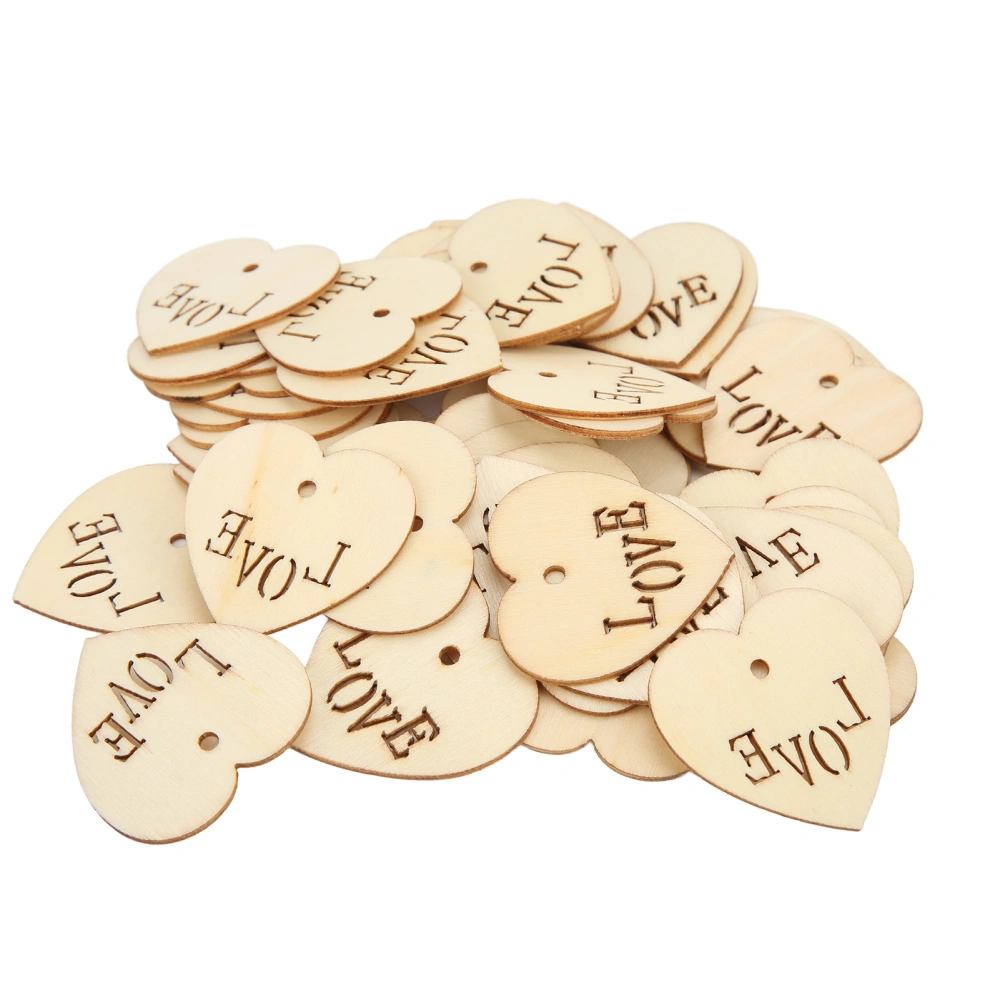 50 Pcs Love Heart Shape Wood Chips Smoother Surfaces Lovely Shape DIY Wooden Buttons for Home Decoration Crafts Gifts