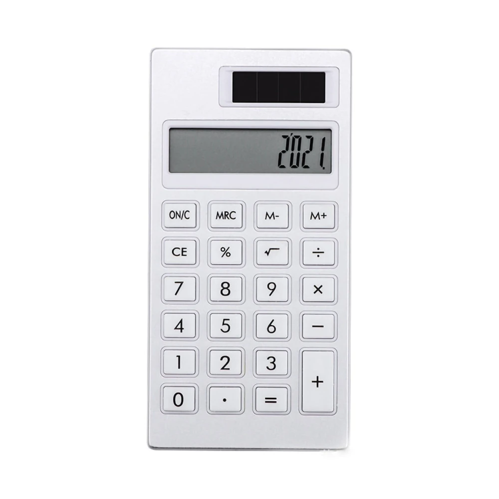 Solar Portable Calculator Simple INS Style White 12 Basic Standard Calculator for Student School Businessiness White