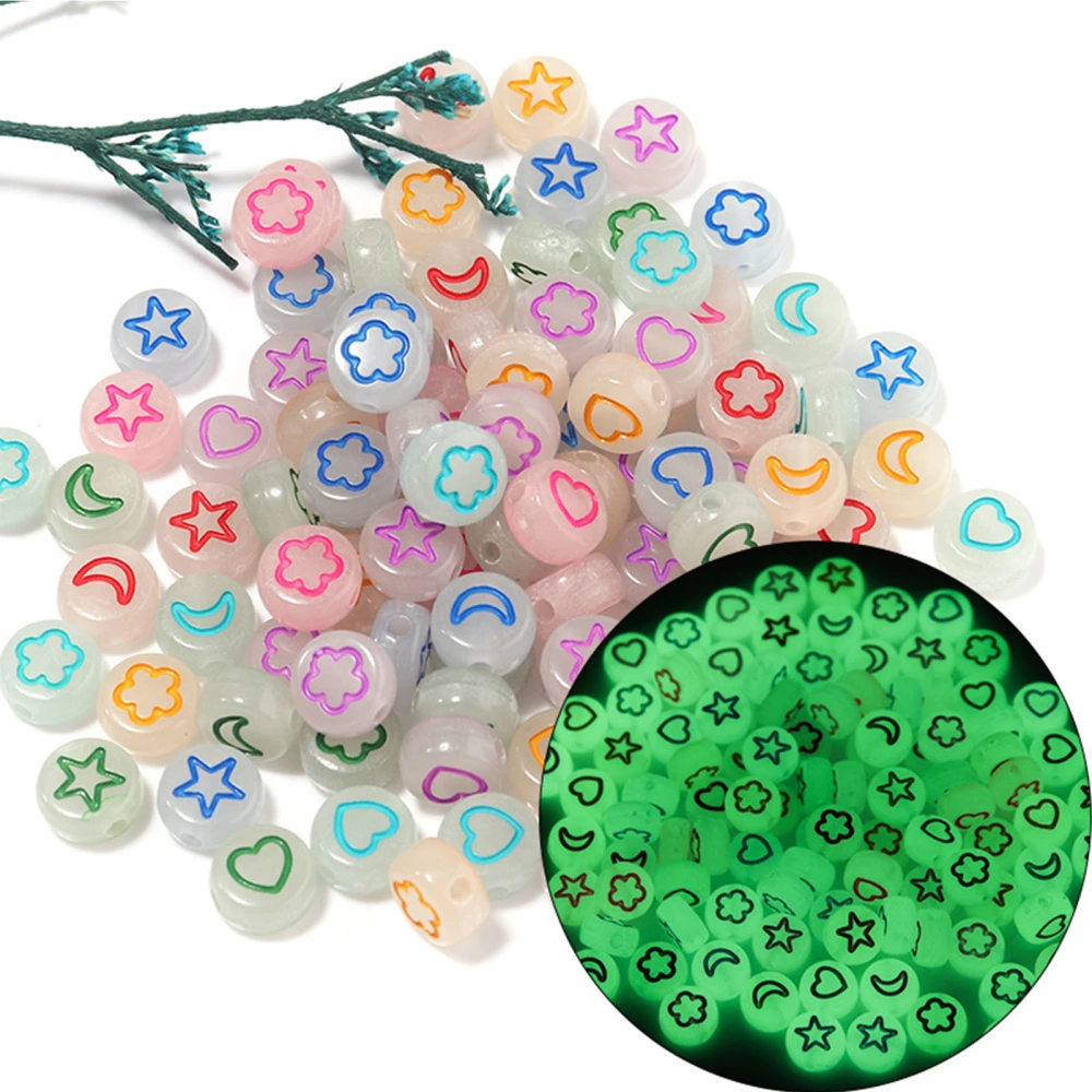 600 Pcs Colored Acrylic Beads Luminous Star Moon Shaped DIY Accessories for Bracelets Necklaces Earrings