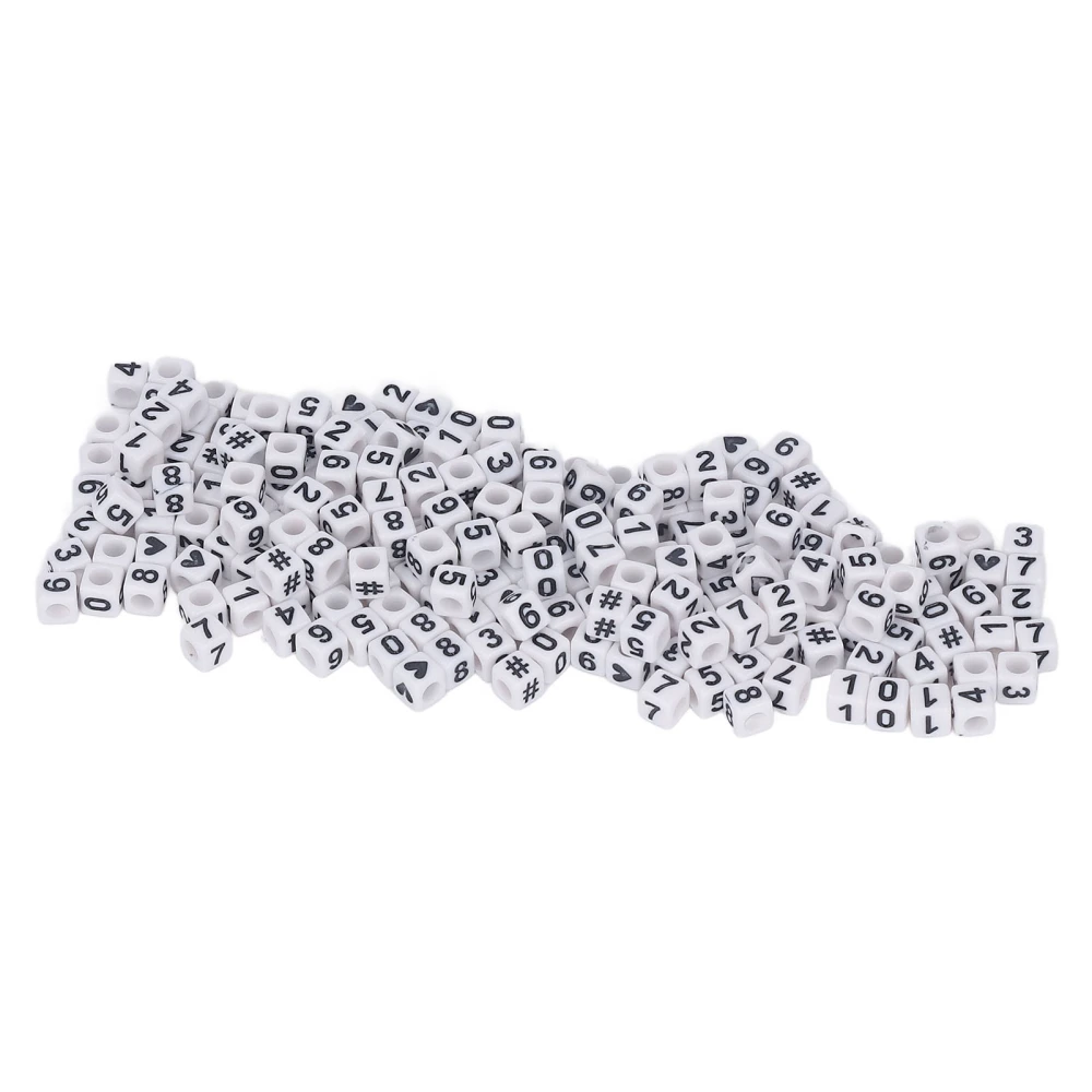 300 Pcs Acrylic Number Beads White 7x7mm Acrylic Beads for Jewelry Making DIY Bracelets Decorations