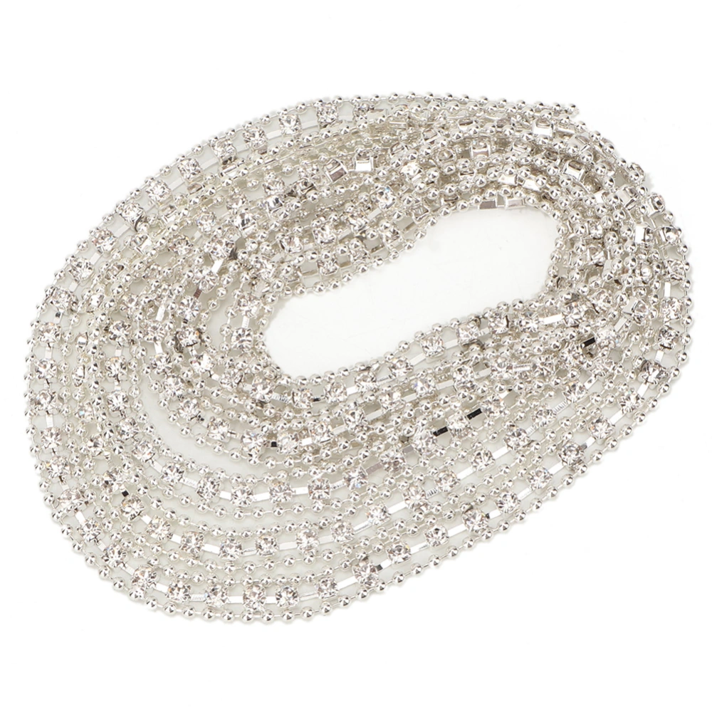 DIY Resin Diamond Crystal Rhinestones Chain Trim Ribbon Band for Jewelry Making (Silver)