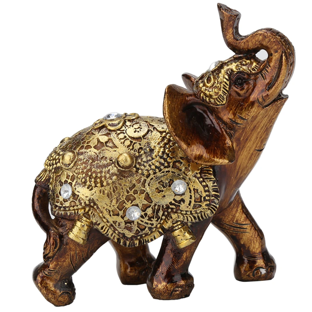 Elephant Shape Resin Ornament Wood Grain European Style Home TV Cabinet Craft DecorationGold M