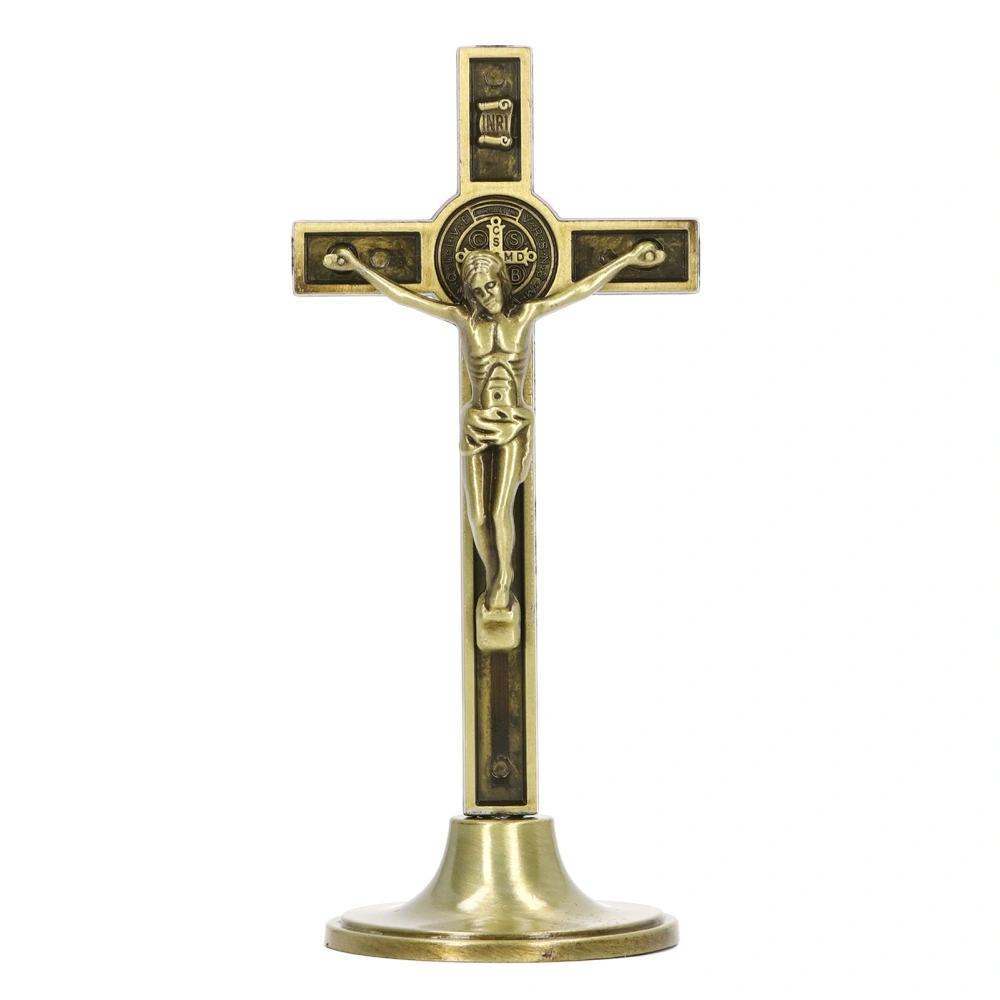 Catholic Cross Hand Made Zinc Alloy Metal Vertical Catholic Crucifix Wall Cross with Removable Base Copper Color