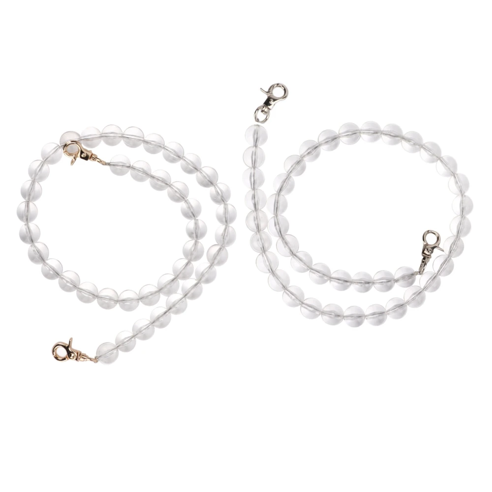 2pcs Bag Strap 60cm 24in Replaceable DIY Acrylic Transparent Beads Chain for Handbag14mm