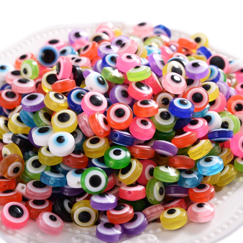 400 Pcs Eye Beads Multicolor Resin Flat Round Eye Beads DIY Loose Beads Spacer Beads for Jewelry Making