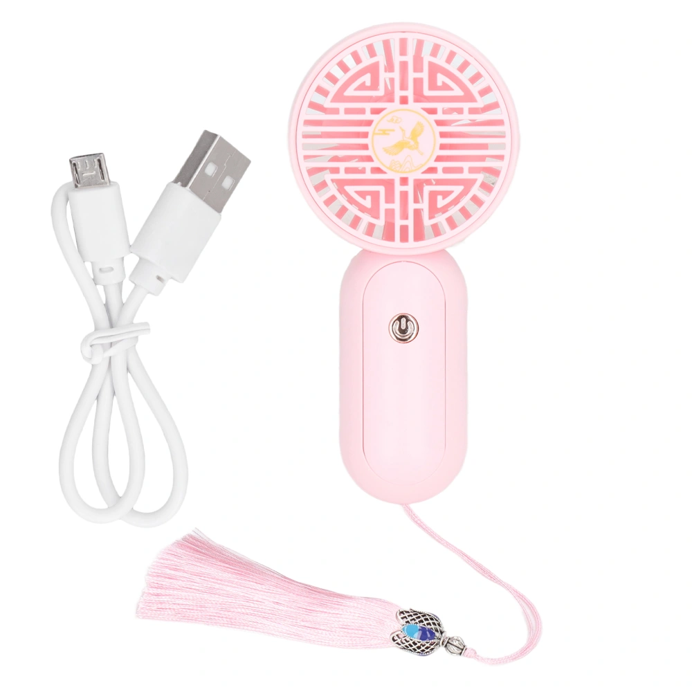 Handheld Mini Fan Three Level Wind Speed One Key Switch USB Charging Portable Pink Fan for Outdoor Dorms Home