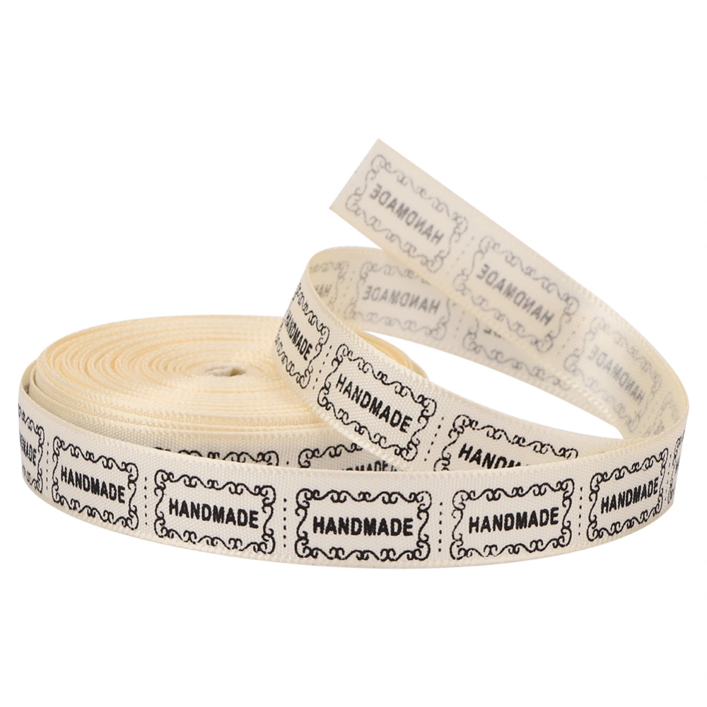 1PCS 10 Yards 1.3cm English Words Printed Ribbon DIY Handmade Wrap Belt for Party (beige)