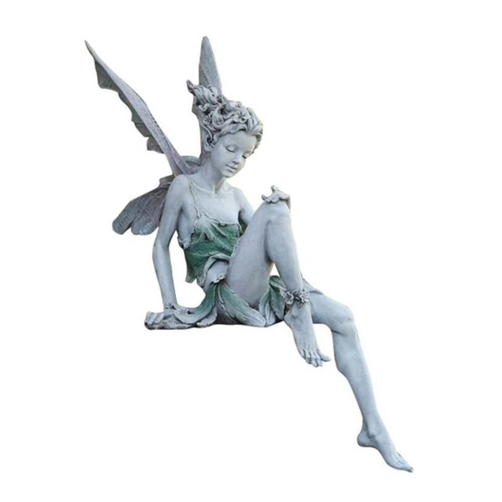 Sitting Fairy Statue, Curved Sitting Ornament for Patio Garden Yard