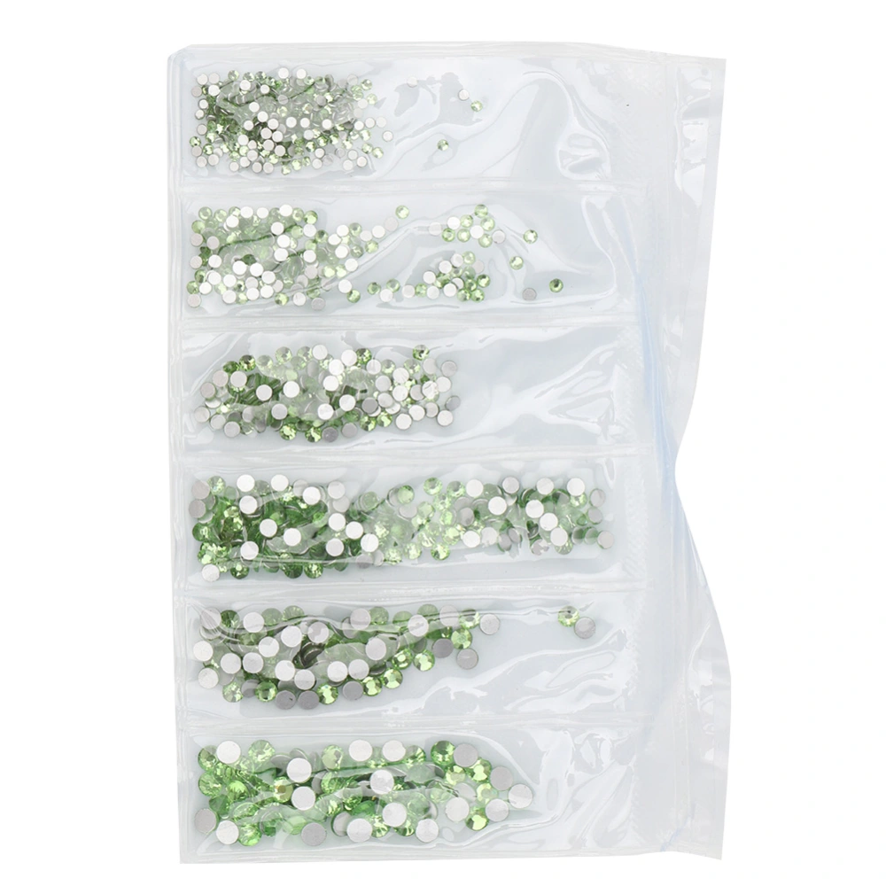 DIY Colorful Crystal Glass Nail Art Rhinestons Decoration Material Package(Grass Green)