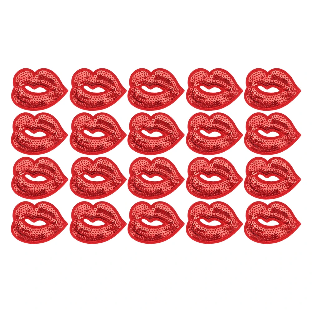 20pcs Lip Shape Patches Fashionable Exquisite DIY Handcraft Self Adhesive Sew On Patches Iron On Patches for Clothes