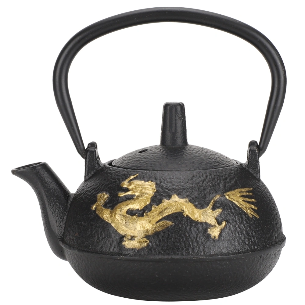 Iron Teapot 0.3L Tea Kettle with Strainer Gold Dragon Pattern Desktop Ornaments Simulation Japanese Style