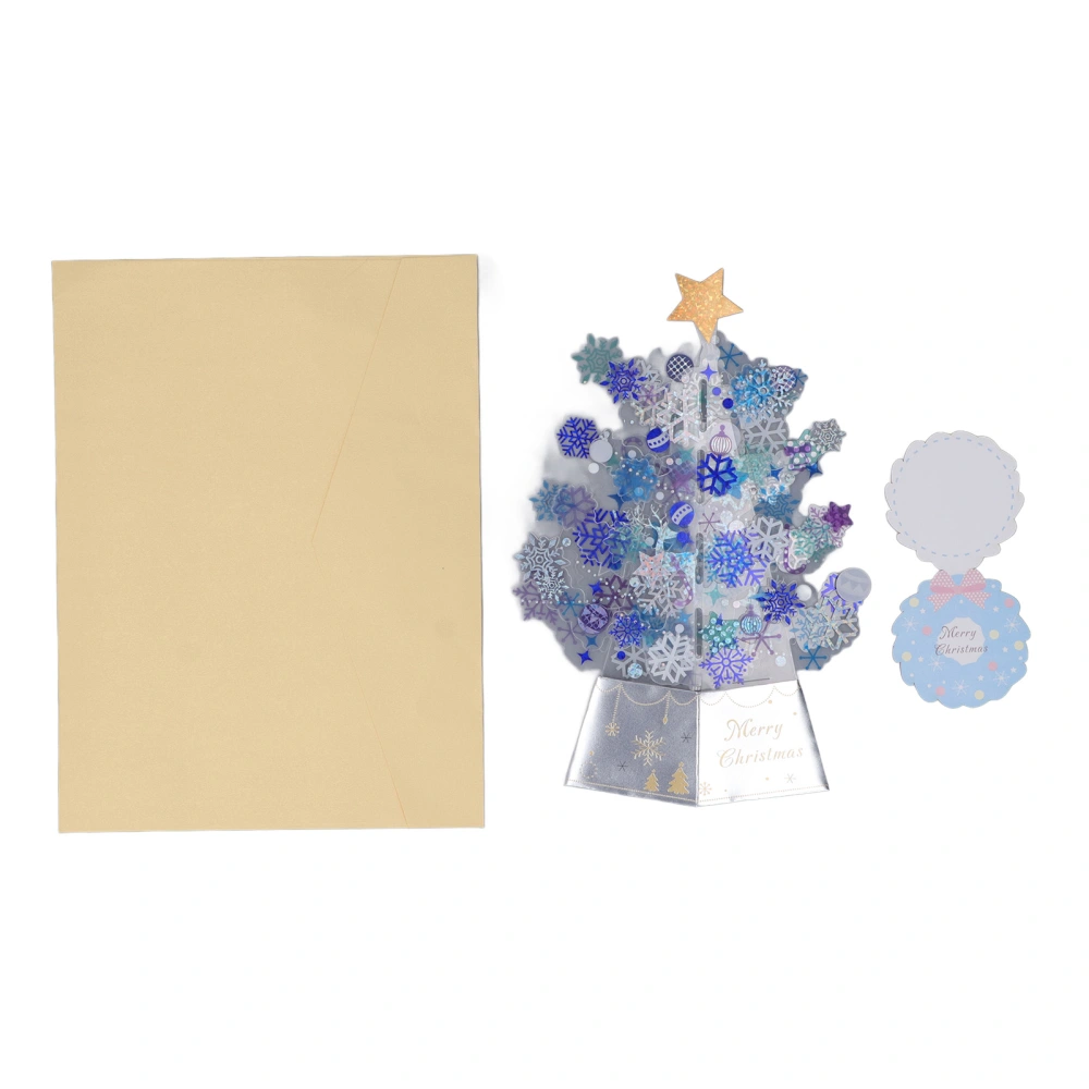 3D Christmas Card Foil Stamping Durable PET Proper Size Vivid Colors 3D Crystal Card for Party Holiday Decoration Blue