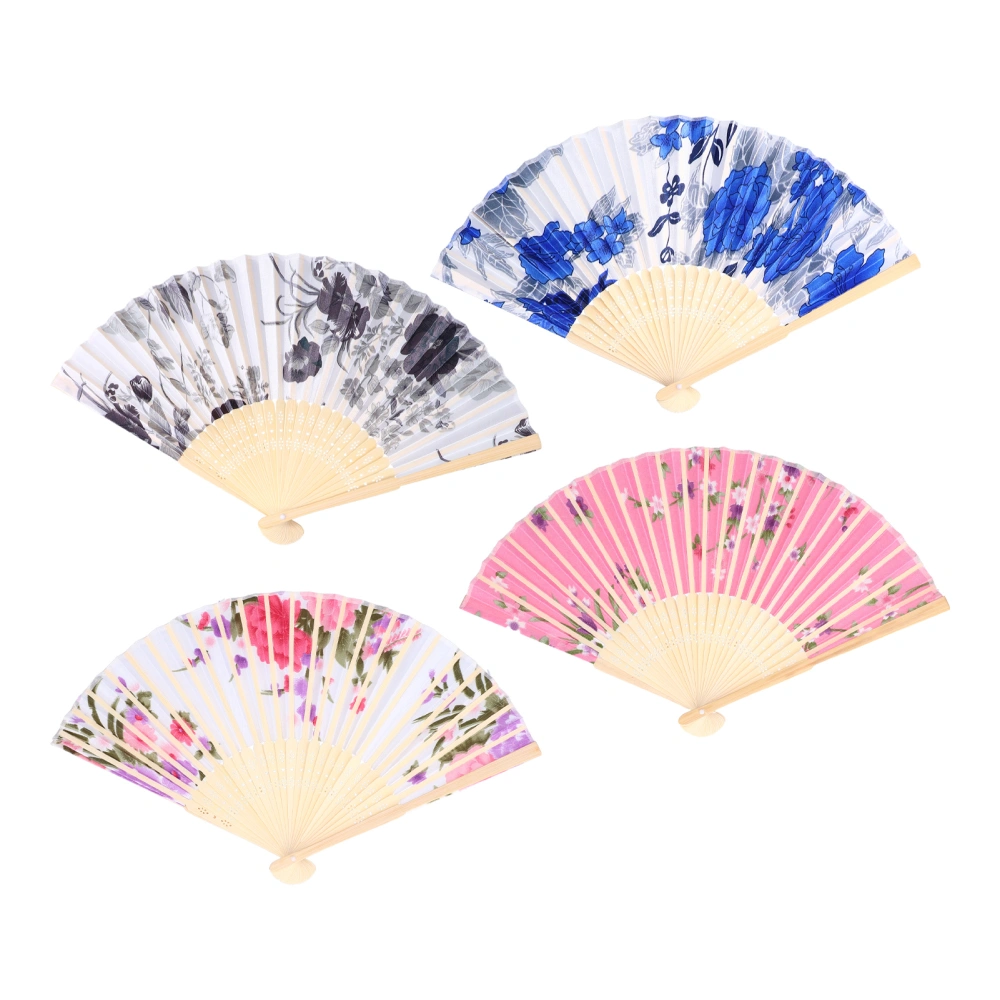 4PCS Folding Hand Fan Bamboo Practical Cooling Exquisite Appearance Durable Chinese Fan