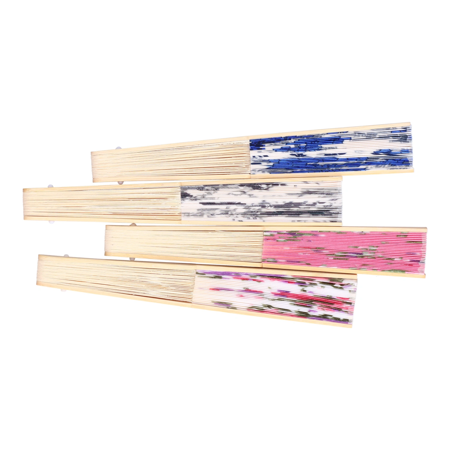 4PCS Folding Hand Fan Bamboo Practical Cooling Exquisite Appearance Durable Chinese Fan