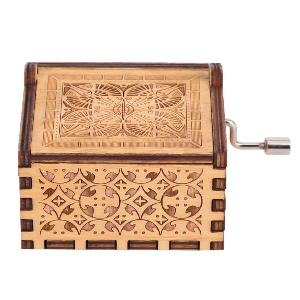 Hand Crank Carved Plywood Music Box Wooden Engraved Musical Toy Crafts Kid Gift Home Decor (#1)