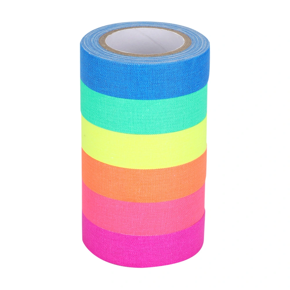 6Pcs Fluorescent Cotton Cloth Tape Night Luminous Matt High Viscosity Warning Decoration