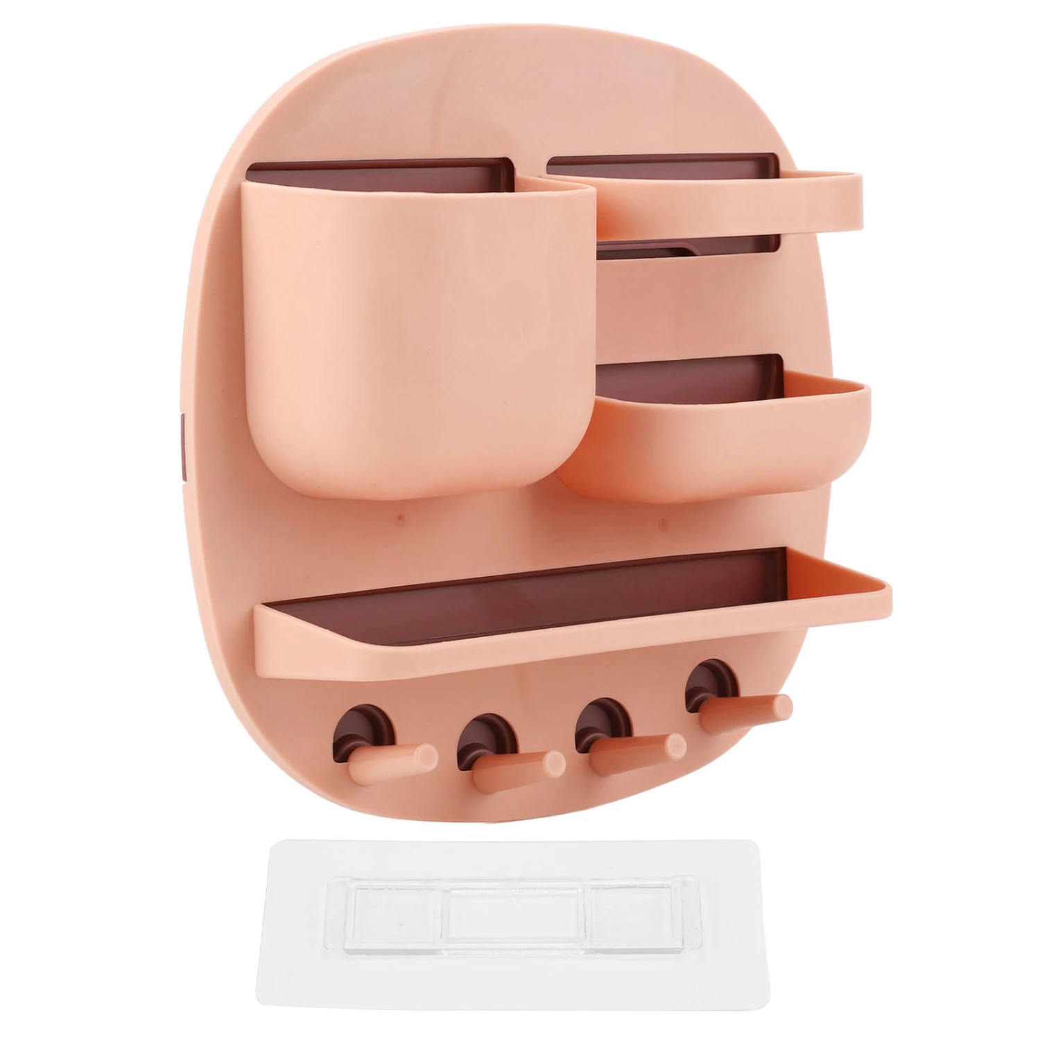 Wall Mount Storage Box Enlarged Capacity Disc Shape PP PS Stable Firm Nail Free Installation Self Adhesive Holder Pink