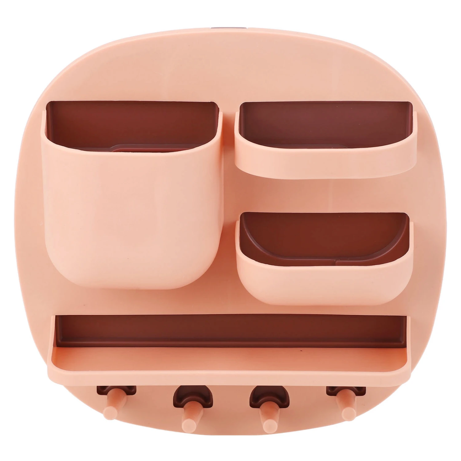 Wall Mount Storage Box Enlarged Capacity Disc Shape PP PS Stable Firm Nail Free Installation Self Adhesive Holder Pink