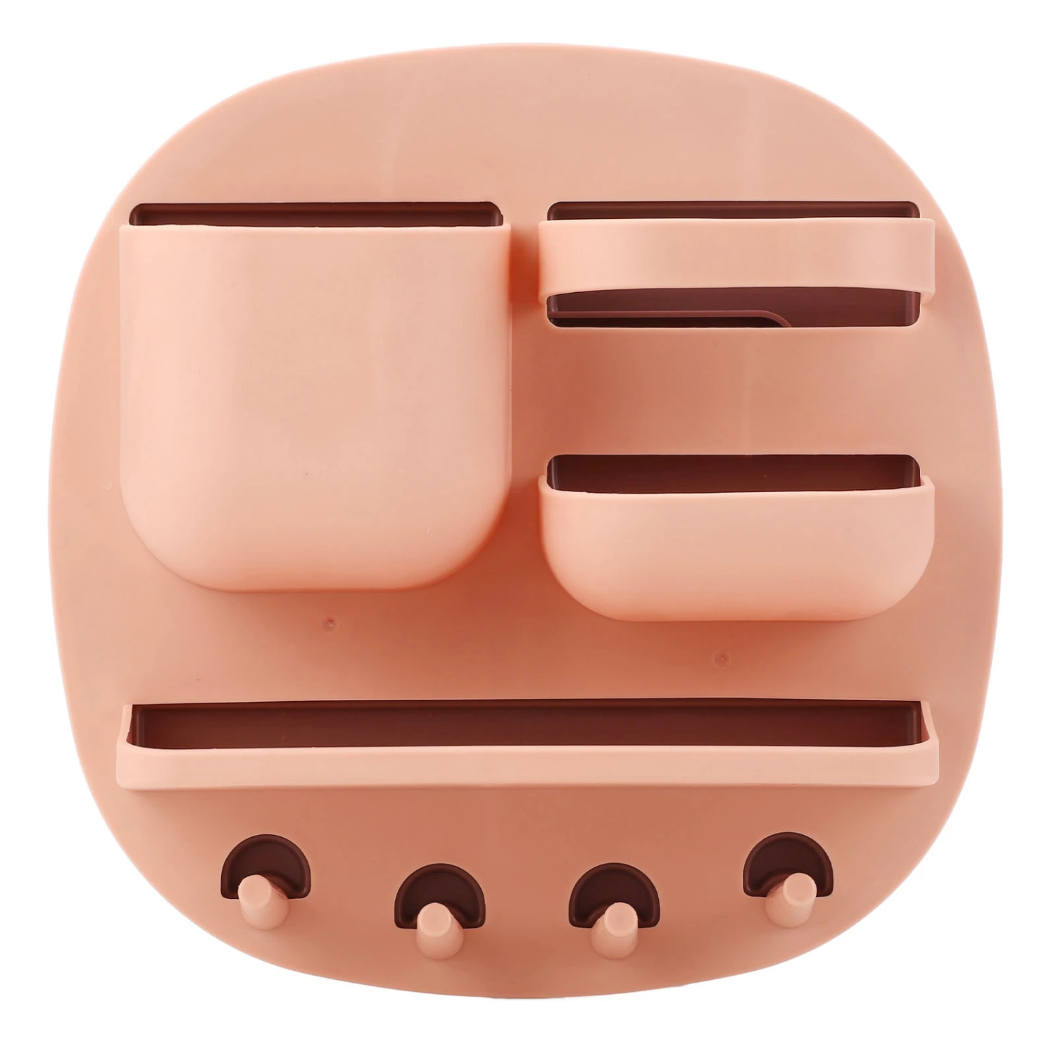 Wall Mount Storage Box Enlarged Capacity Disc Shape PP PS Stable Firm Nail Free Installation Self Adhesive Holder Pink
