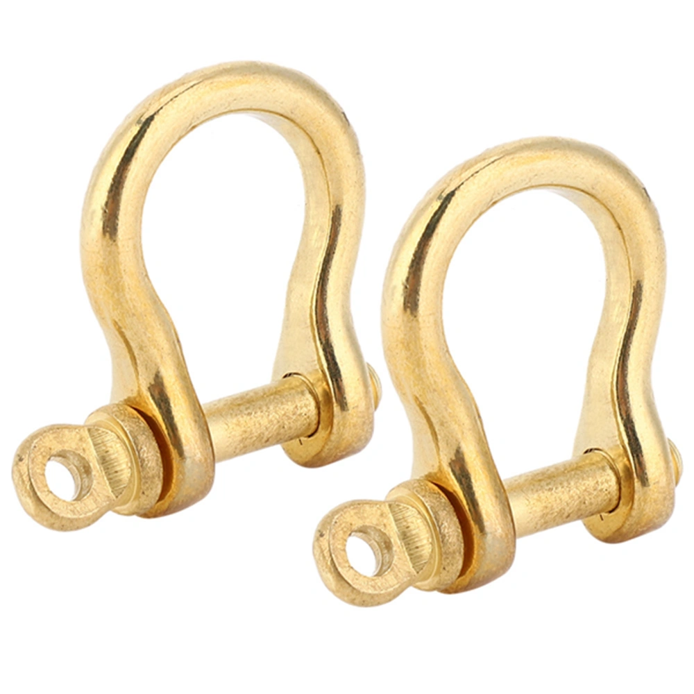 2 Set Anchor Shackle Pure Brass U Type Fob Key Ring Hook Golden Connection Buckle 10mm