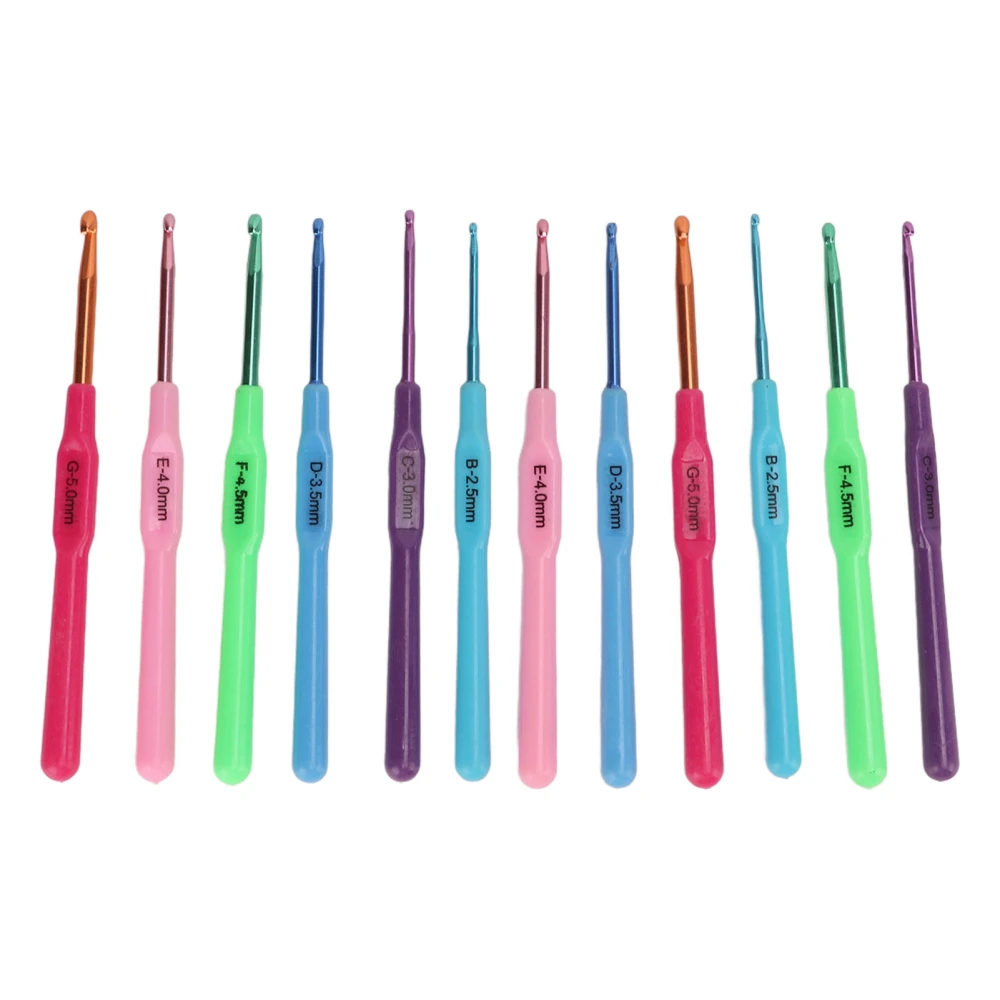 Crochet Hooks 12 Sizes Ergonomic Soft Hand Hook Design Lightweight Portable Metal Crochet Hook