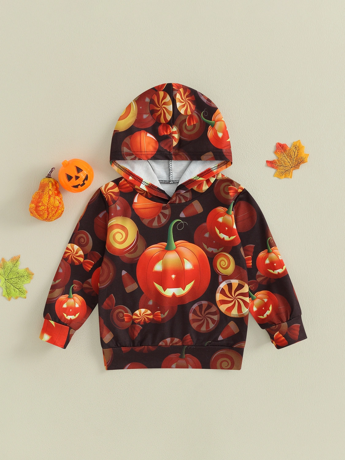 Toddler Boys Girls Hoodies Halloween Clothes Pumpkin Print Sweatshirts