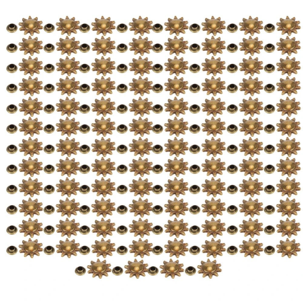 100pcs Sunflower Shaped Rivet Clothes Shoes Bag DIY Decoration Rivets Accessories (Bronze)