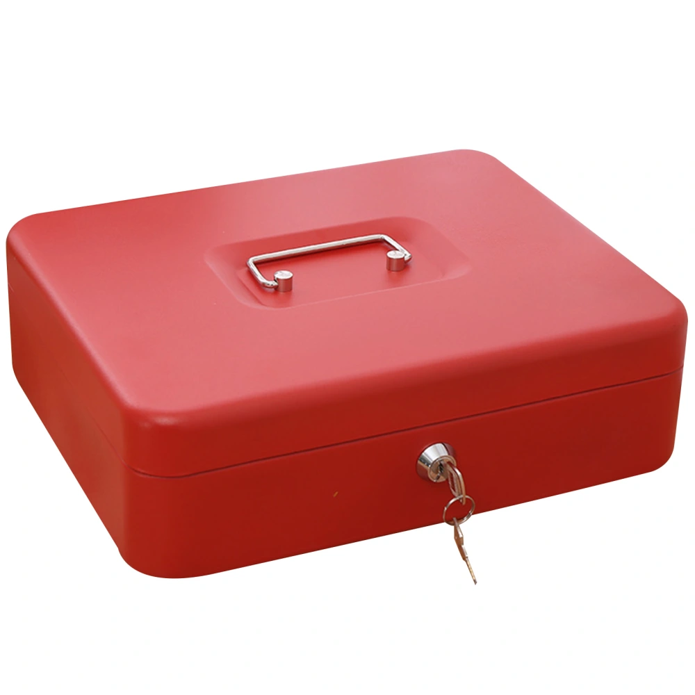 Small Cash Box with Lock Multiple Compartments Opening Folding Stainless Steel Portable Money Box with Handle Red Frosted Oversized with Key