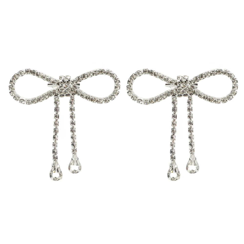 2Pcs Rhinestone Bow Brooch Exquisite Shiny Tassel Design Bow Brooch Pin for Daily Wear Parties Weddings Celebrations