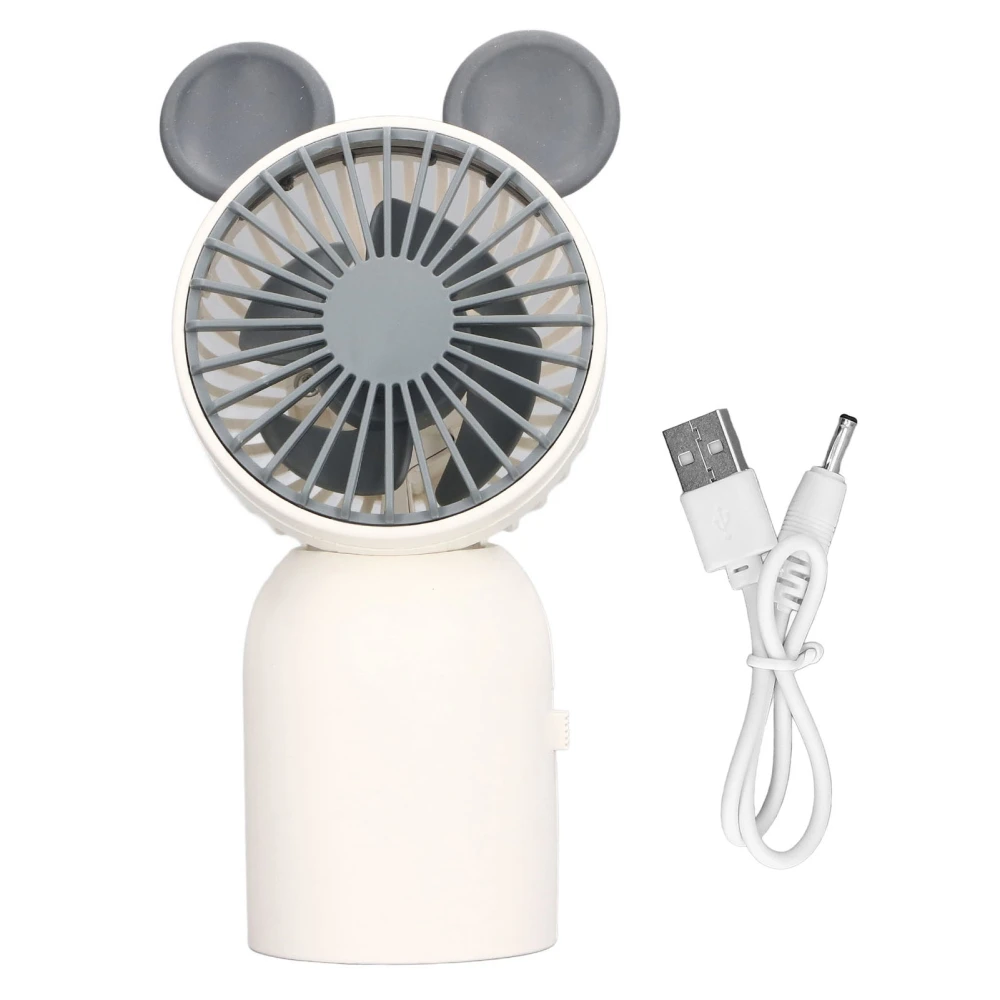 Handheld Fan White Mini Cartoon Cute Mouse Ear Shape Portable Handheld Fan Student Desktop USB Small Fan