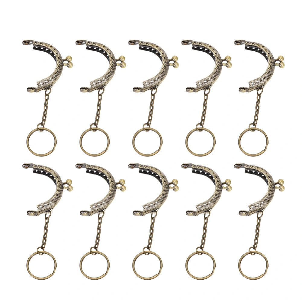 10Pcs Metal Purse Frame Kiss Clasp Lock Bronze Tone Retro DIY Semicircle Chain 5cm