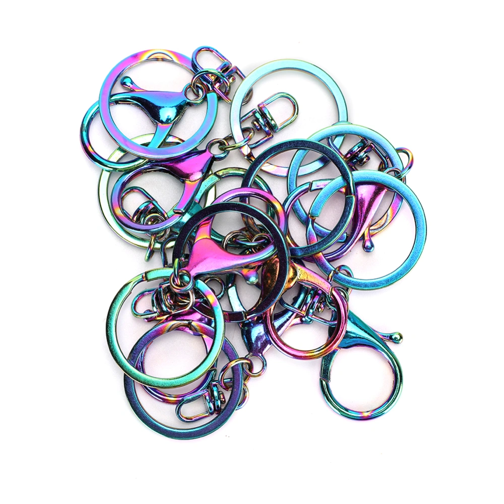 9pcs Household Colorful Iron Keyring Key Chain Clips DIY Bag Purse Jewelry Supplies