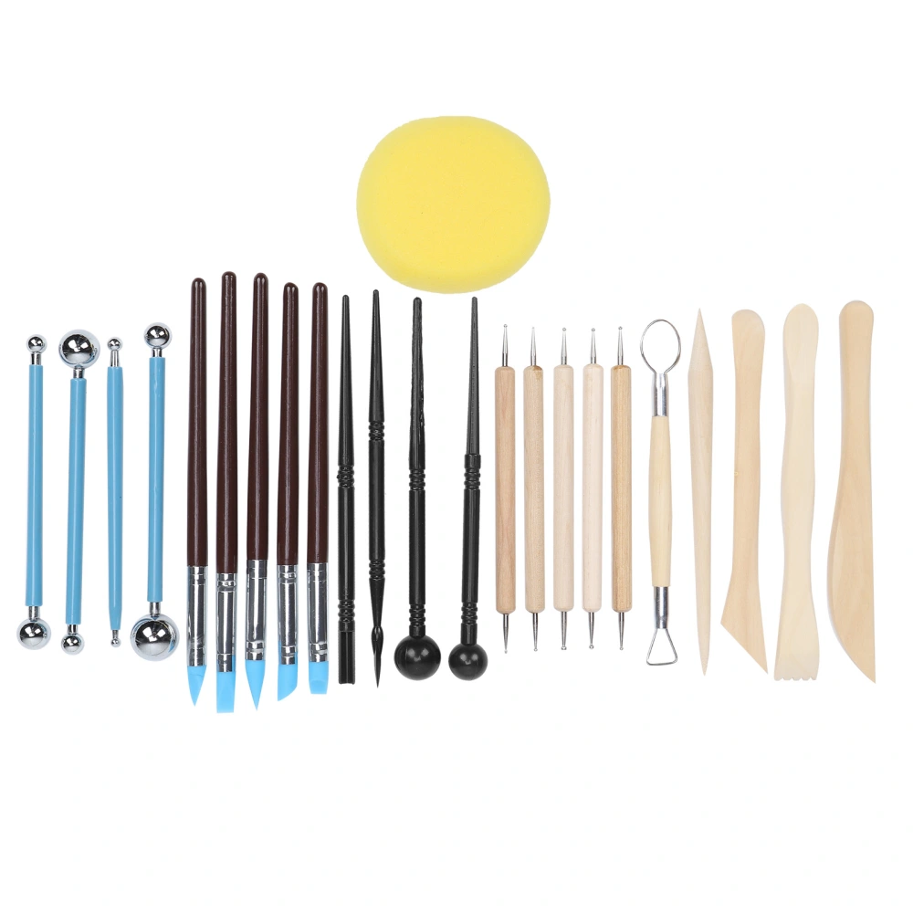 24Pcs Pottery Tools Set for Clay Sculpting Carving Wood Trimming Knife Dotting Pens