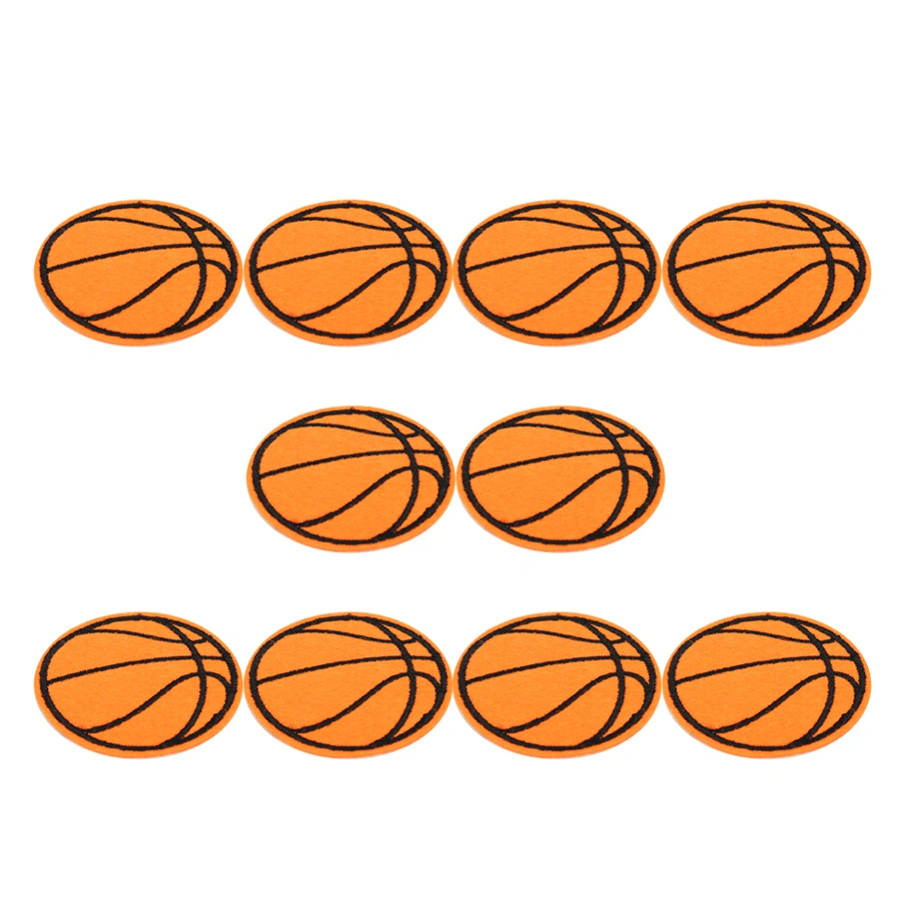 10Pcs Cloth Patch Football Basketball Rugby Table Tennis Ball Shape DIY Hand Made Sewing Clothes Accessories(Basketball )