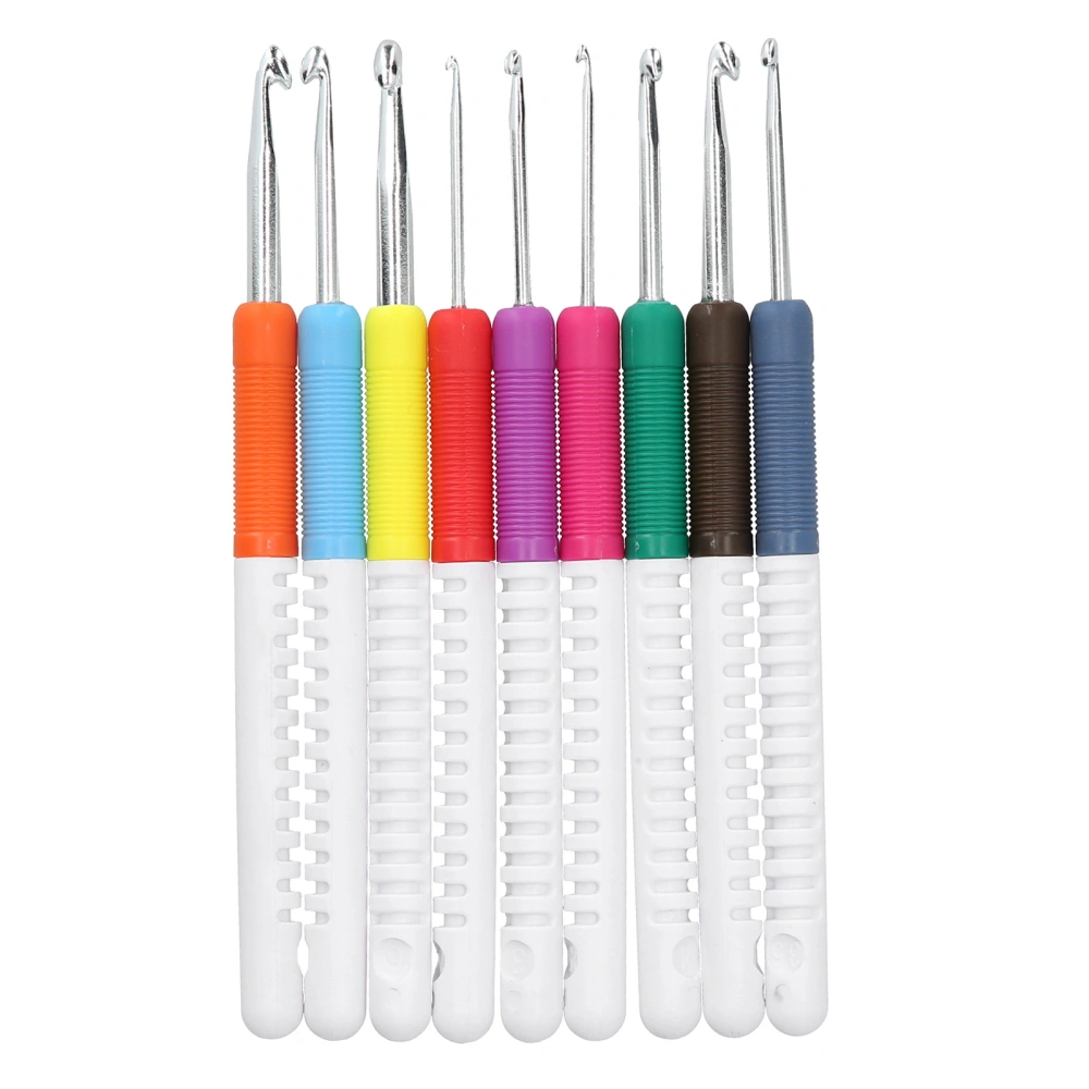 9Pcs Crochet Set ABS 2 Color Plastic Handle DIY HandWoven Sweater Knitting Tools