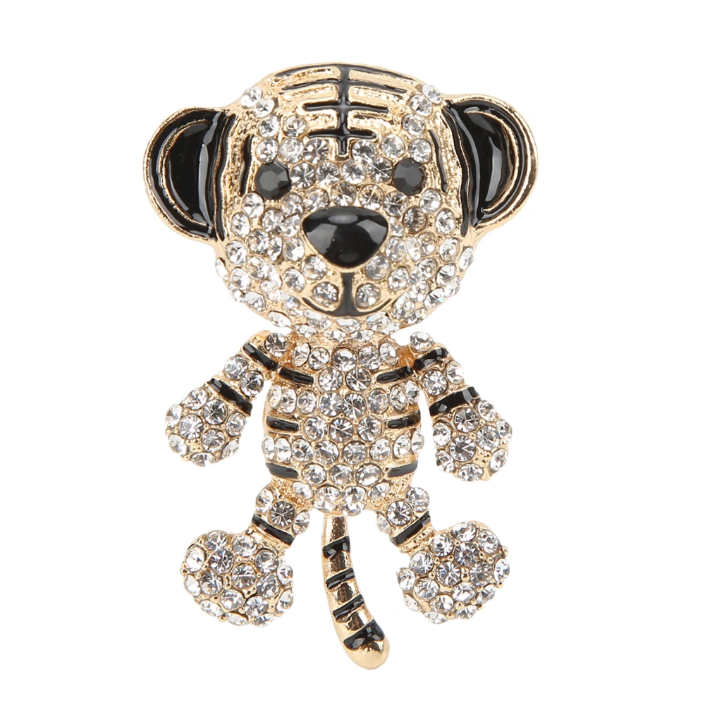 Rhinestone Brooch Cute Tiger Shape Fashionable Exquisite Brooch Pin for Women Clothes Decoration GiftGold