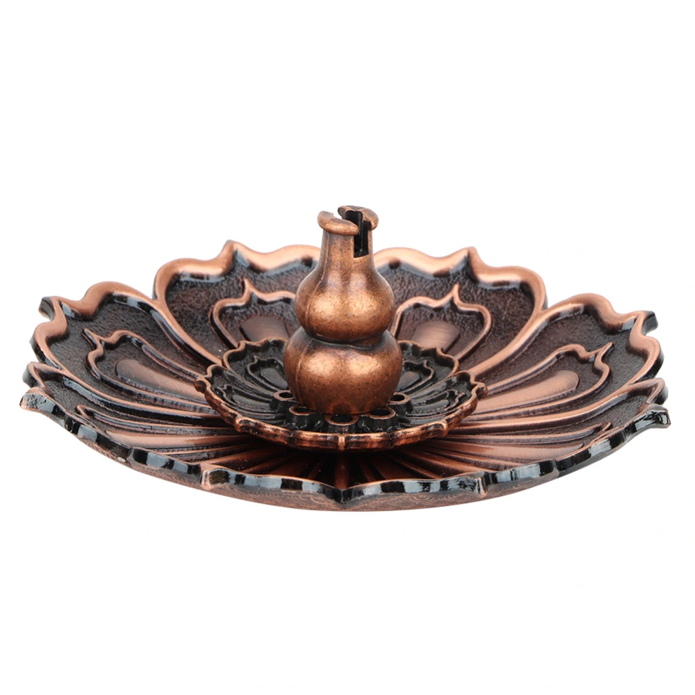 Mini Copper Alloy Flower Shape Incense Stick Stand Base Holder Home Decoration(Red Bronze)