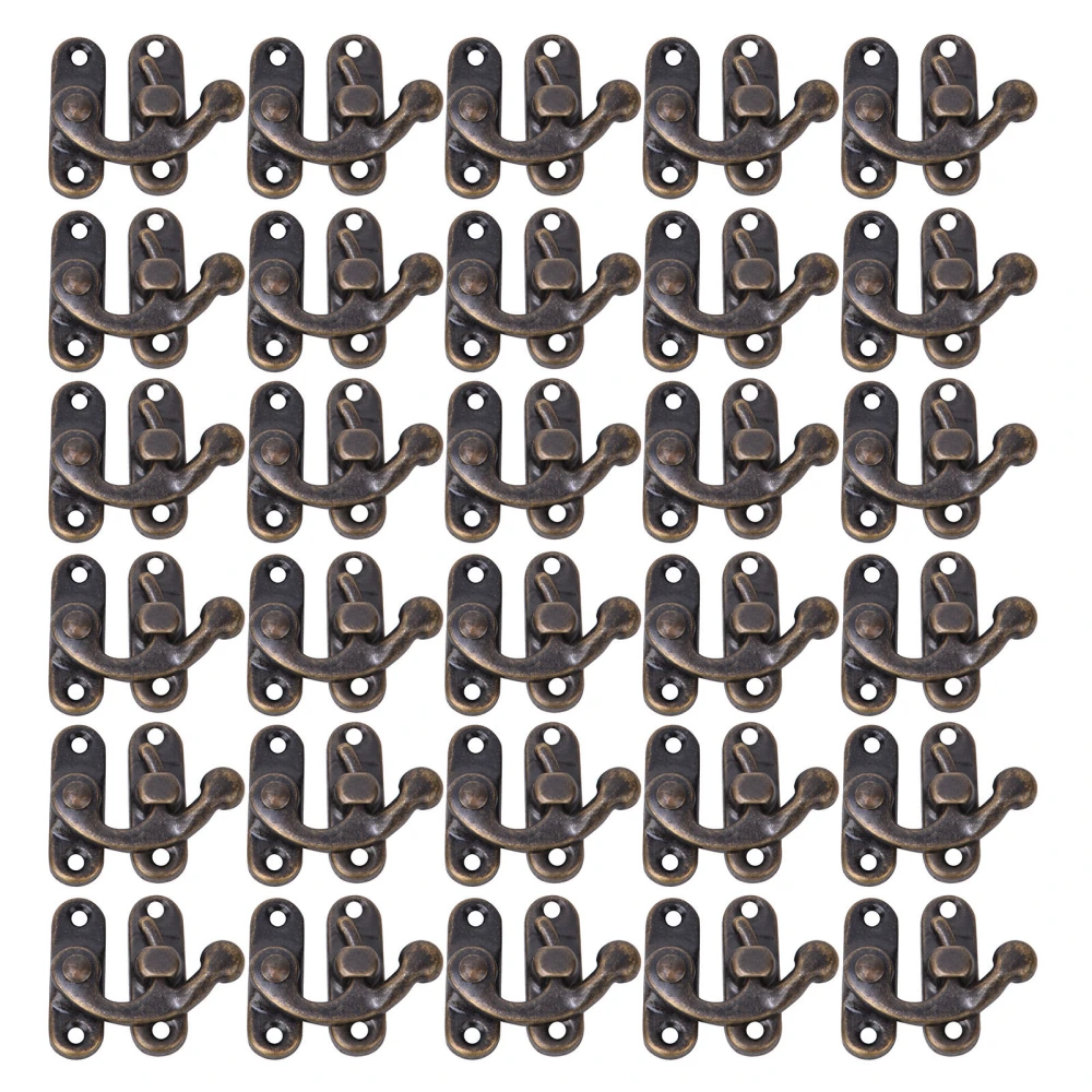 30 Pcs Hasp Hook Retro Style Iron Latch Hook Hasp for Jewelry Gift Boxes 3.2 x 2.8cmBronze Left Latch Hook Hasp