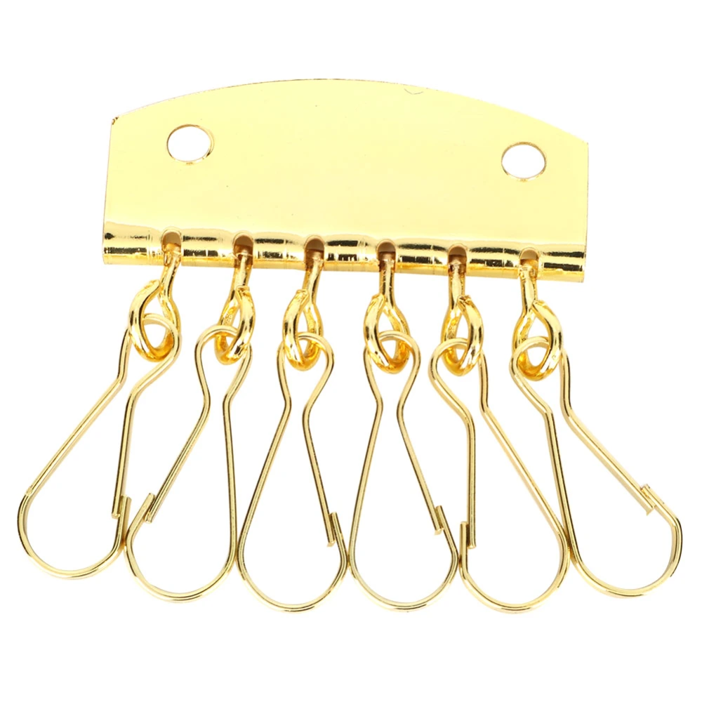 Key Row Wallet Leather Bag Hardware Key Ring Row Organizer Holder 6 Hooks Clasp Clip (Gold)