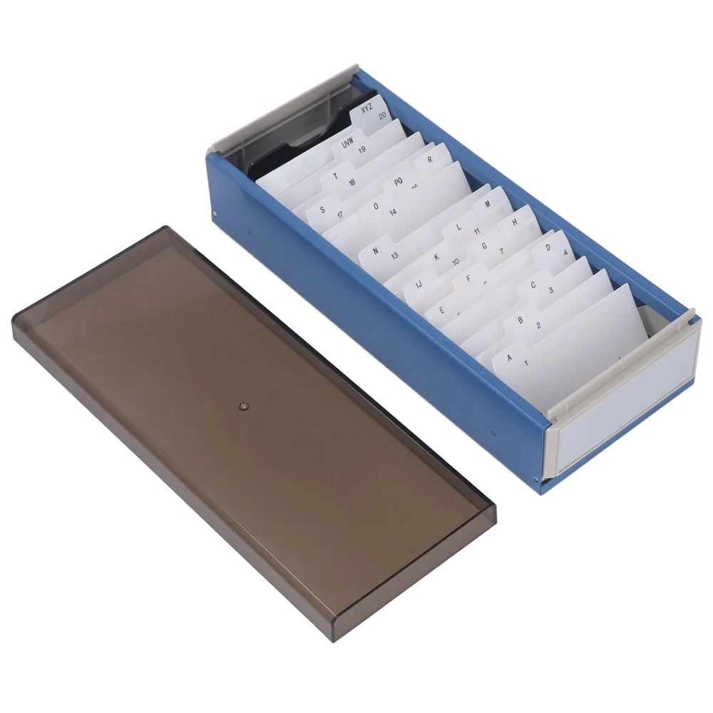 Index Card Holder Hold 800 Business Cards A To Z Card File Holder Organizer with High Transparent Cover for Business Card Blue