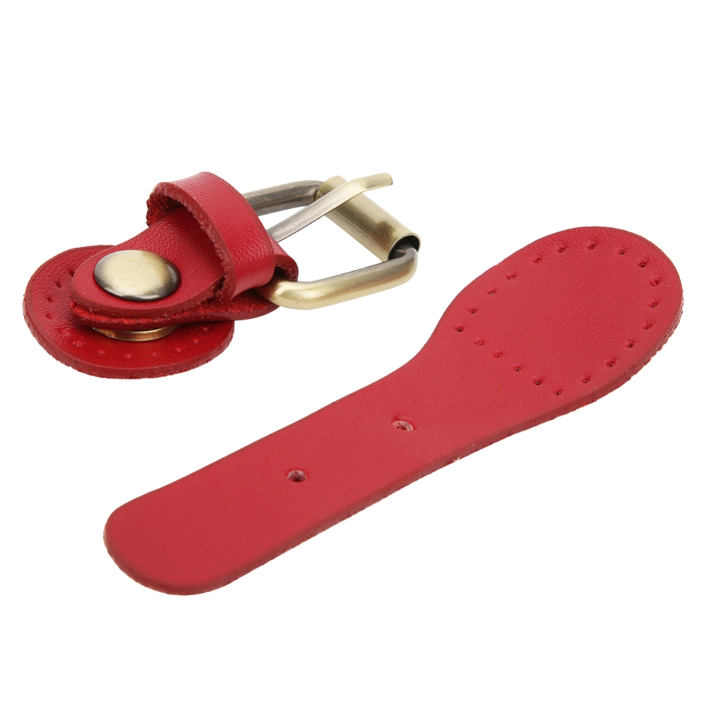 1Pc Bag Buckle Lock Cow Split Leather DIY Hand Made Hardware Accessories with Bronze Fittings(Red )