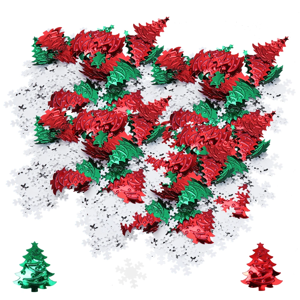 60g Decoration Confetti Toothed Christmas Tree and White Snowflakes Set for Holiday Decoration